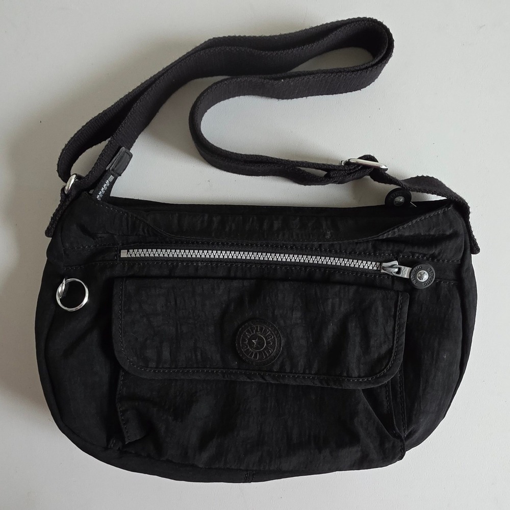 Kipling Black Crinkle Nylon Multi-Pocket Crossbody Bag HB3819-001